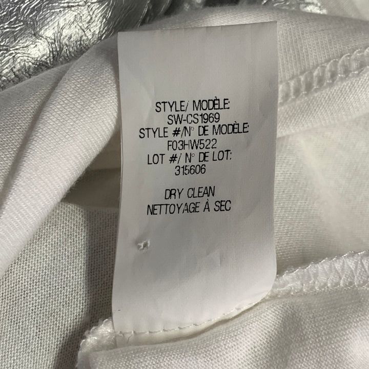 HELMUT LANG Size S White Silver Distressed Graphic Cotton Blend Crew Neck T-shirt