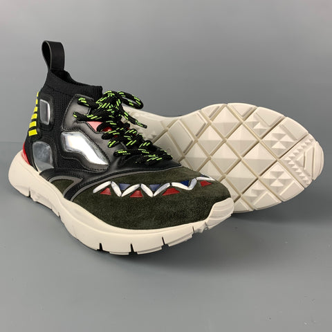 VALENTINO Size 10 Multi-Color Leather High Top Sneakers