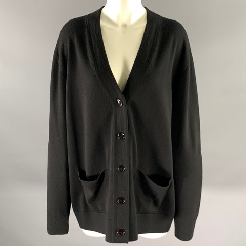 DRIES VAN NOTEN Size L Black Wool Cardigan