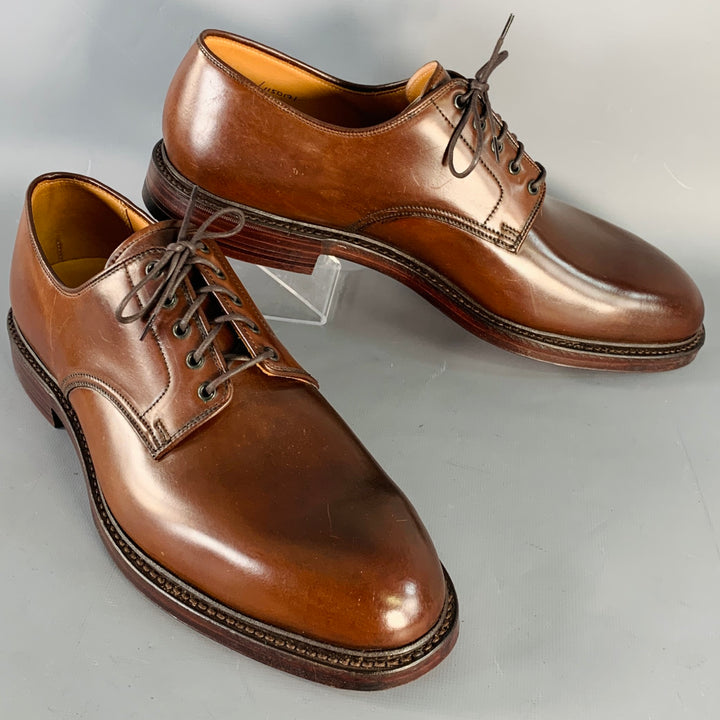 RALPH LAUREN Size 10.5 Marlow Brown Cordovan Leather Derby Lace-Up Shoes