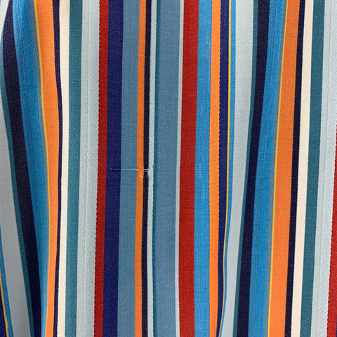 ETRO Size L Blue Multi Color Stripe Cotton Button Up Long Sleeve Shirt