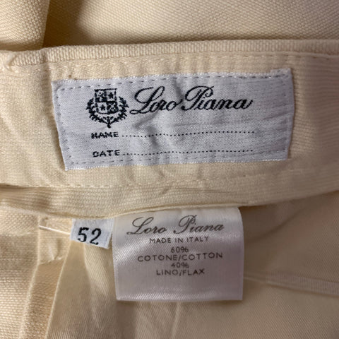 LORO PIANA Size 36 Cream Cotton Linen Pleated Shorts