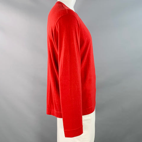 Z ZEGNA Size L Red Cotton Cashmere Crew Neck Pullover