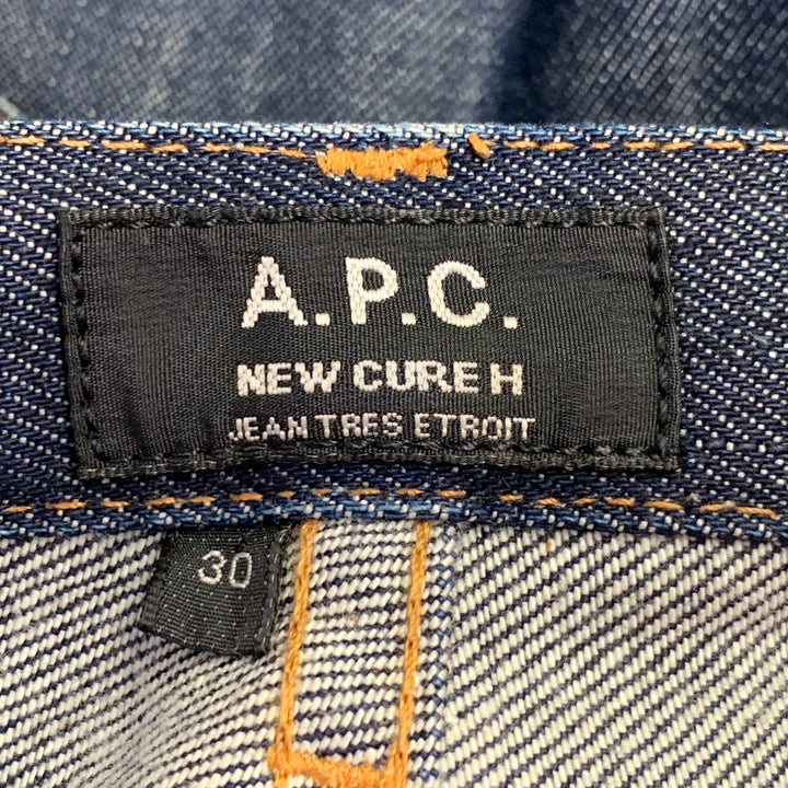 A.P.C. Size 30 Blue Contrast Stitch Cotton Straight Button Fly Jeans