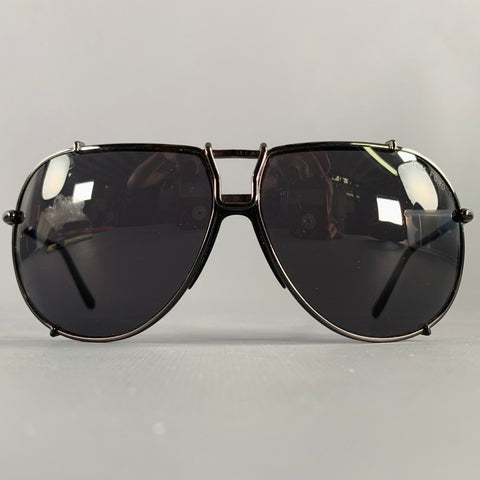 TOM FORD Luca Black Metal Acetate Aviator Sunglasses