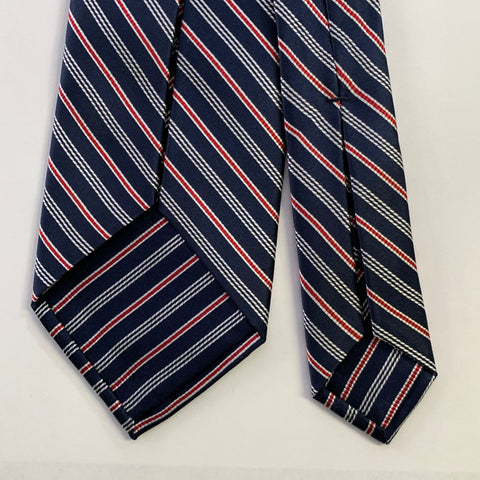 BVLGARI Navy Red Diagonal Stripe Silk Tie