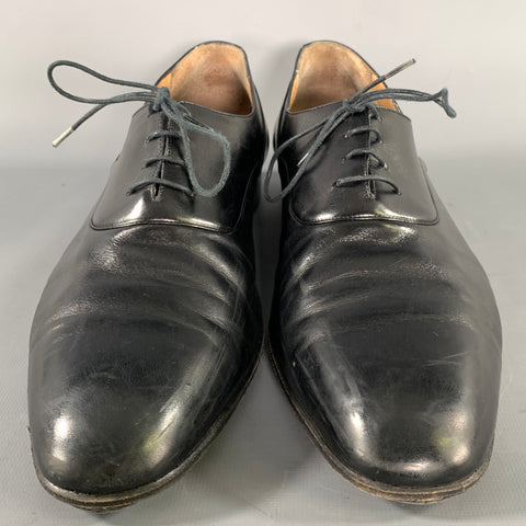 BALLY Size 10 Black Leather Lace Up Loafers
