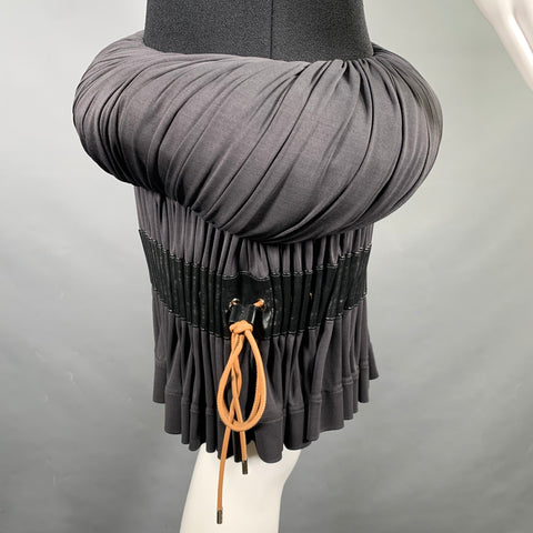 LOUIS VUITTON Spring 2023 Size XS Black Grey Viscose Polyamide Silk Dress