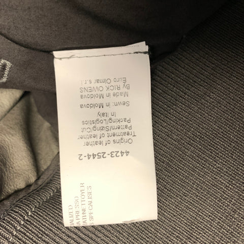 RICK OWENS Size 6 Grey Leather Crackled Bomber Jacket Outdoor