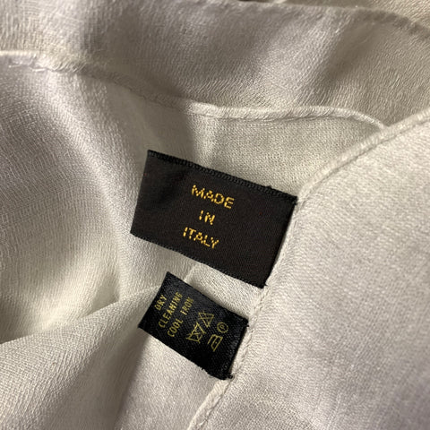 LORO PIANA Cream Light Blue Floral Linen Silk Scarf