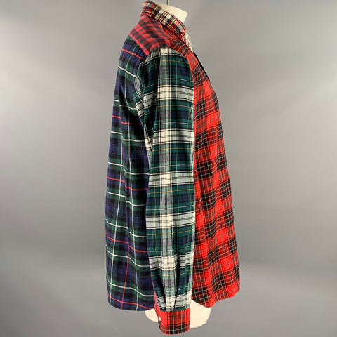 RALPH LAUREN Size XL Red Blue Green Mixed Plaid Flannel Long Sleeve Shirt