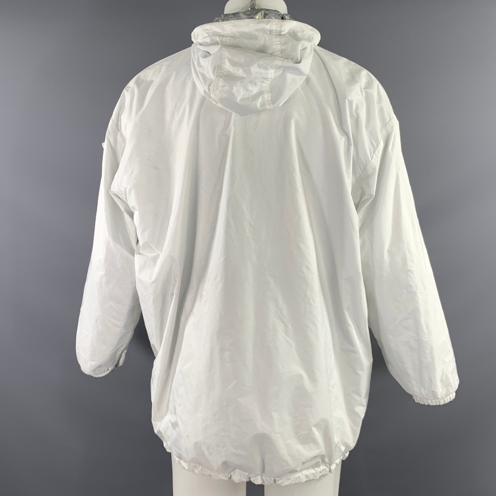 MONCLER Size M Silver Metallic Reversible Polyamide Zip Up Jacket