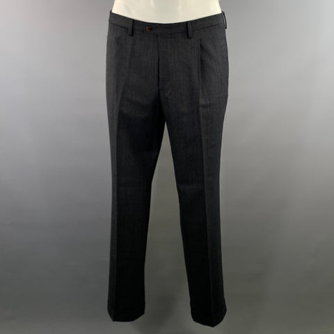SARTORIO Chest Size 44 Grey White Speckled Wool Double Breasted Suit