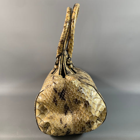 COLE HAAN Tan Brown Snakeskin Not Listed Top Handles Bag