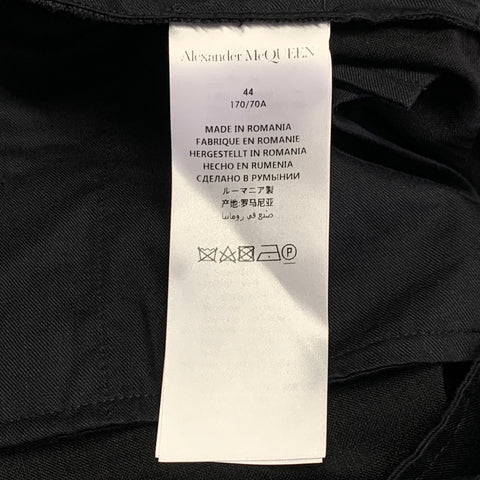 ALEXANDER MCQUEEN Size 28 Black Silver Contrast Trim Wool Mohair Dress Pants