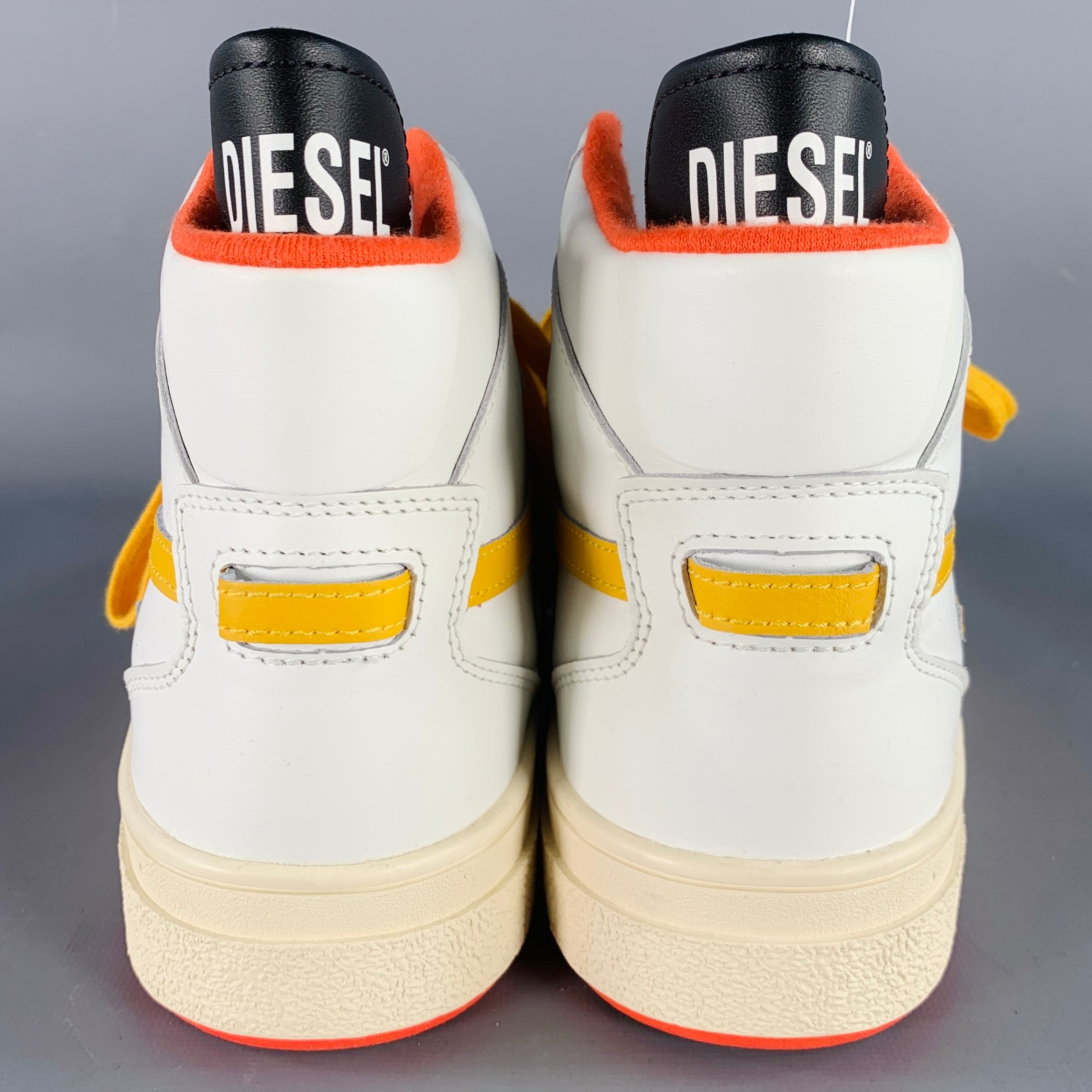 DIESEL Size 10.5 S Ukiyo Mid White Orange Yellow Color Block