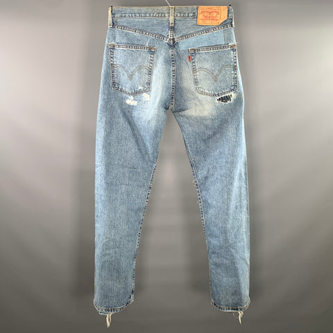 LEVI'S Size 32 Blue Light Blue Sashiko Cotton Button Fly Jeans