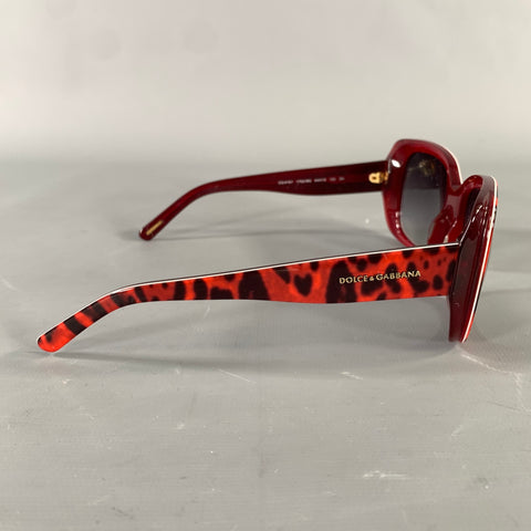 DOLCE & GABBANA Red Black DG4101 1752/8G Animal Print Acetate Sunglasses