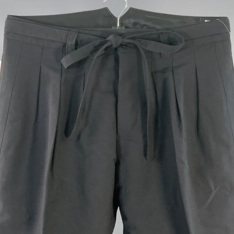 VISVIM Size L Hakama Black Wool Linen Pleated Belted Dress Pants