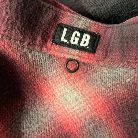 LE GRANDE BLEU Size L Red Brown Plaid Cotton Reversible Long Sleeve Shirt