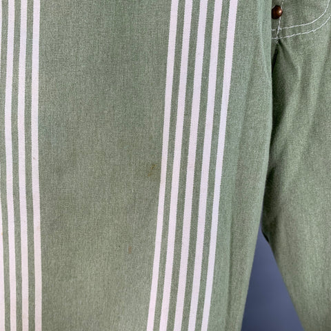 TENDER CO. Size L Green White Stripe Cotton Straight Button Fly Casual Pants