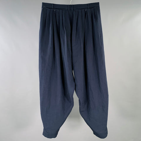 YANTOR Size M Navy Triacetate Blend Pleated Casual Pants