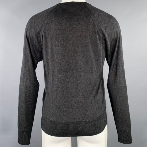 TOM FORD Size M Black Gold Shimmery Silk Blend V-Neck Pullover