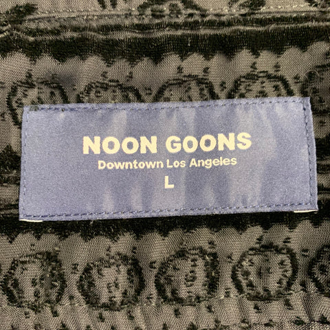 NOON GOONS Size L Black Floral Stripe Burnout One Pocket Long Sleeve Shirt