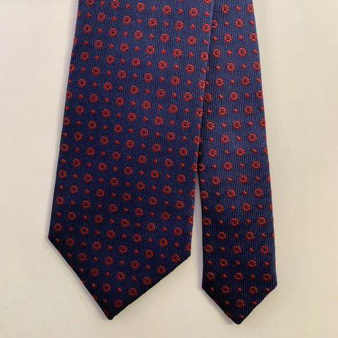 ERMENEGILDO ZEGN Navy Burgundy Foulard Silk Tie