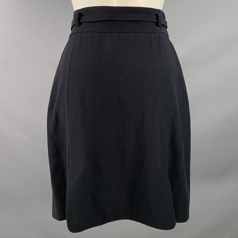 ALEXANDER MCQUEEN Size 8 Black Acetate Blend Double Breasted Belted Skirt