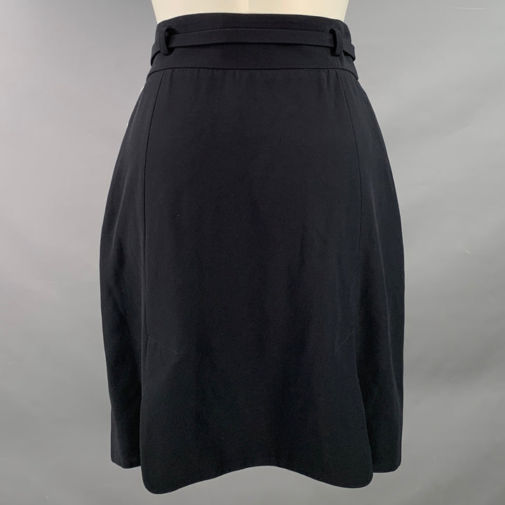 ALEXANDER MCQUEEN Size 8 Black Acetate Blend Double Breasted Belted Skirt