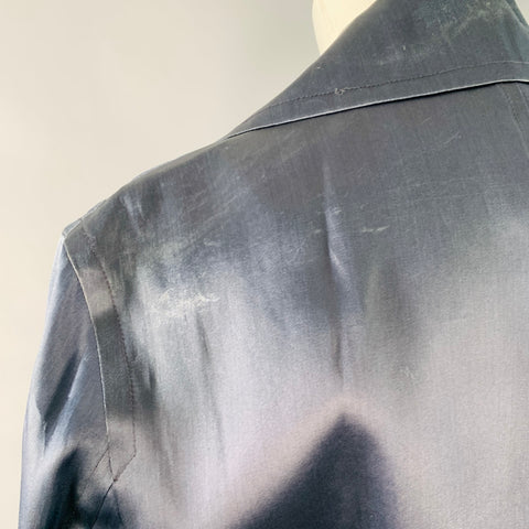 DONNA KARAN Size M Navy Open Front Belted Jacket Blazer