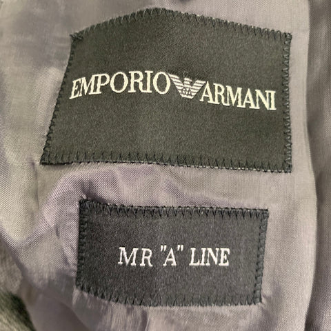 EMPORIO ARMANI Taille 46 Gris Noir Mélange de Laine Revers Cranté Veste de Sport