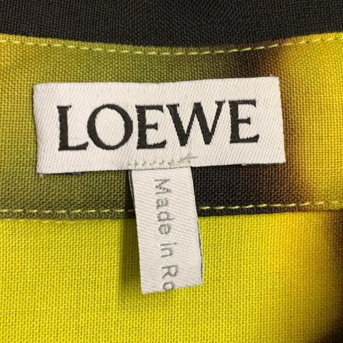 LOEWE Size S Yellow Black Tie Dye Print Wool Oversized Long Sleeve Shirt