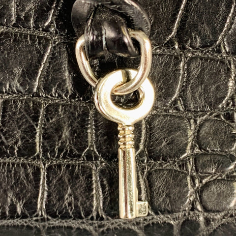 MAURO GOVERNA Black Alligator Leather Handbag