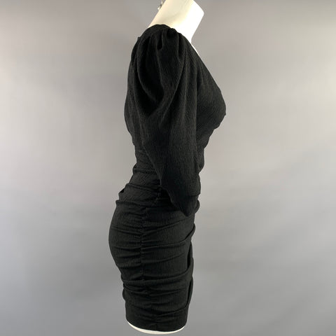 BA&SH Size S Black Polyester Blend Ruched Knee Length Cocktail Dress