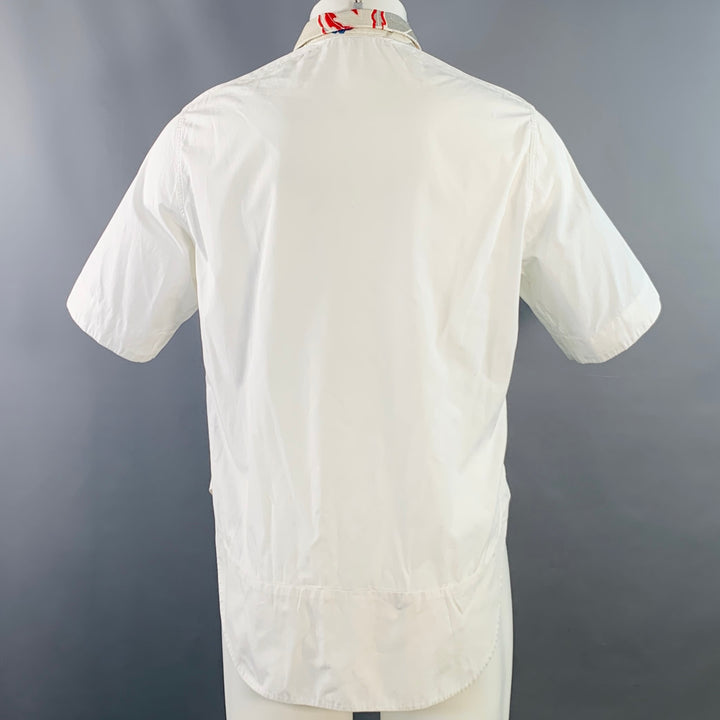 HAIDER ACKERMANN Size M White Cotton Hidden Placket Short Sleeve Shirt