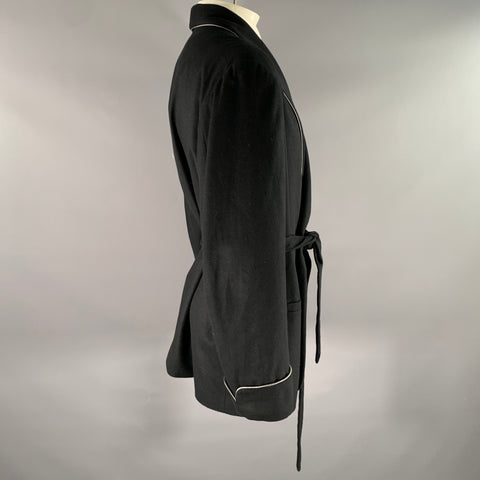 SAKS FIFTH AVENUE Size XL Black Cashmere Smoking Jacket