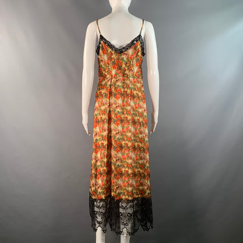 SIMONE ROCHA Size 8 Multi-Color Black Polyester / Elastane Floral Slip Dress