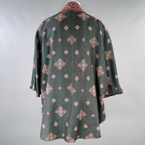 YANTOR SS18 One Size Black Red Diamond Silk Cotton Coat