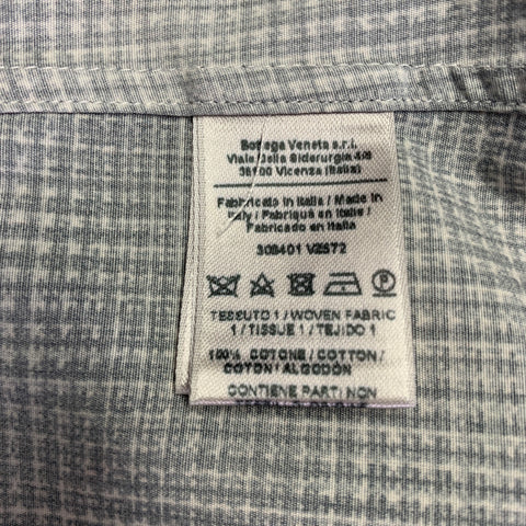 BOTTEGA VENETA Size L Grey White Plaid Cotton Button Up Long Sleeve Shirt