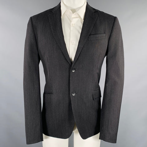 Veste de sport RAG & BONE taille 40, en laine, noire et grise à rayures fines, à simple boutonnage