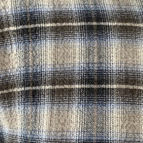 YMC Size M Curtis Grey Brown Plaid Cotton Cashmere Blend One Pocket Long Sleeve Shirt