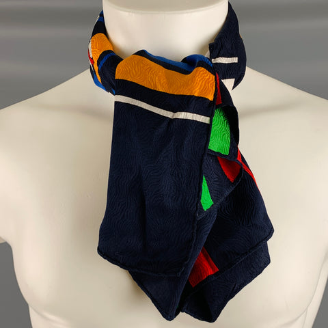 YVES SAINT LAURENT Multi Color Print Silk Scarf