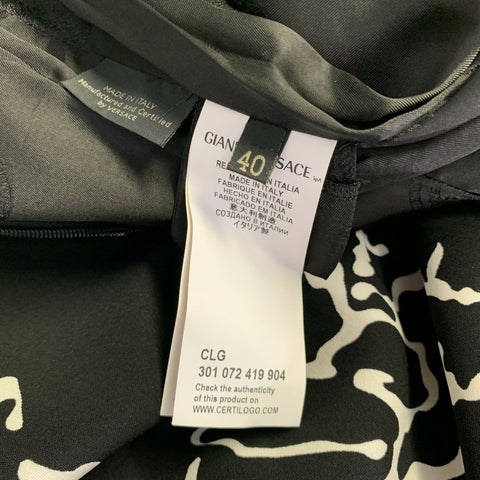 VERSACE Size 4 Black White Viscose  Elastane Cap Sleeves Dress
