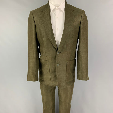THE CALIFORNIA GENTLEMAN Size 40 Olive Herringbone Suit