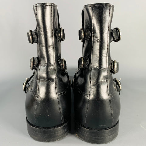 BARKER BLACK Size 10.5 Lavenum Black Leather Buckle Boots