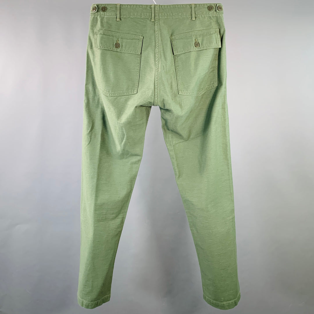 ORSLOW Size 34 Olive Green Cotton Straight Casual Pants