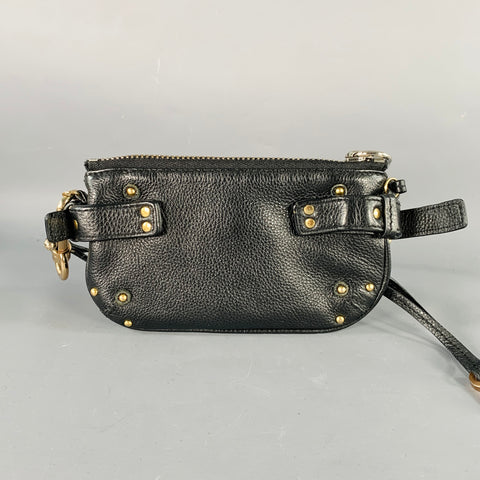 CHLOE Paddington Clutch Black Gold Pebble Grain Leather Handbag