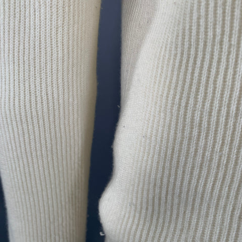 LORO PIANA Size L Cream Ribbed Cashmere Crew Neck Pullover
